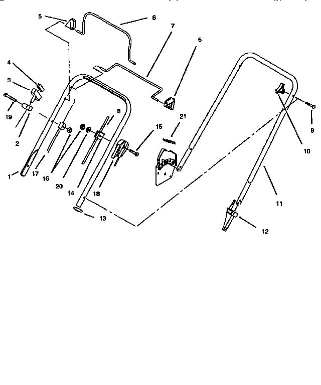 Handle Assembly Diagram and Parts List for 10201 5900001 TO 5999999 Lawn Boy Lawn Mower